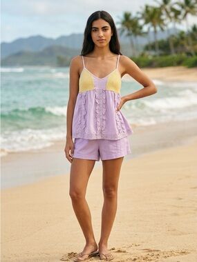 POL- Lilac and Yellow Two-Tone Tank Top